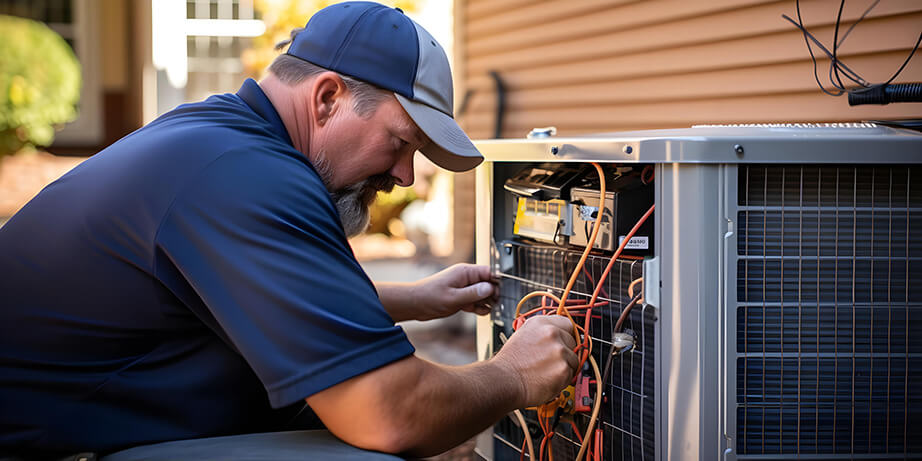 Technician repairing an air conditioning unit in Ocala FL